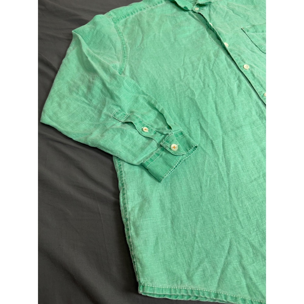 Tommy Bahama Relax Mens XXL Green 100% Linen Long Sleeve Button Up Shirt‎ - Picture 9 of 16